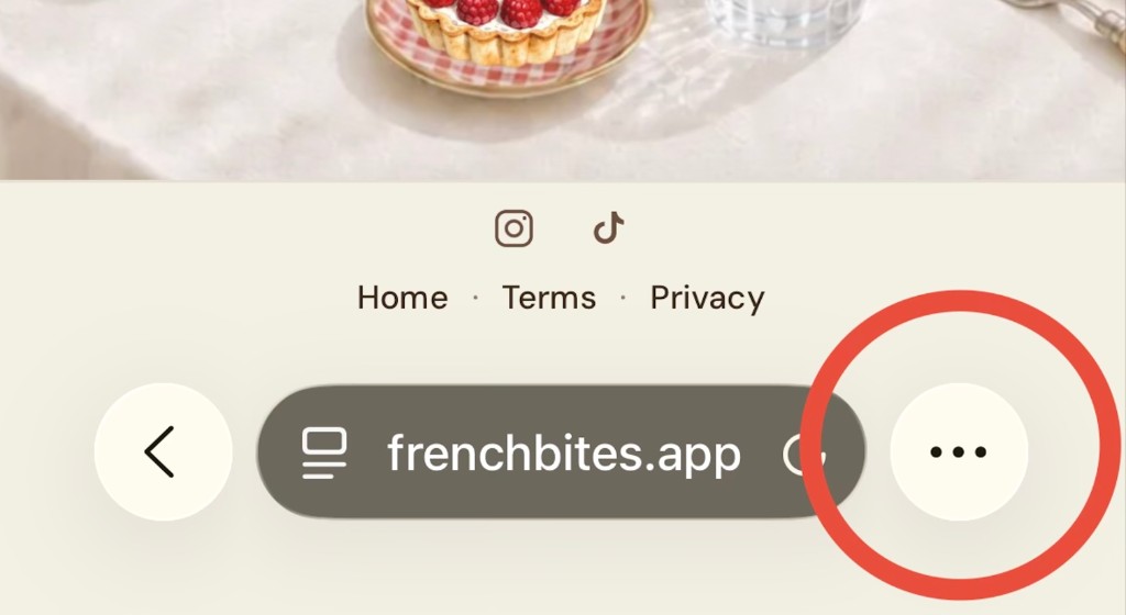 Browser menu button with three dots highlighted at the bottom right